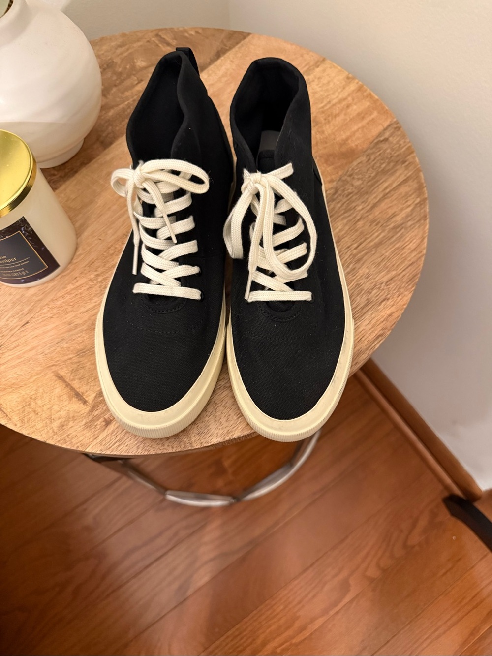 Everlane Black High-Top Canvas Sneakers with Cream Sole